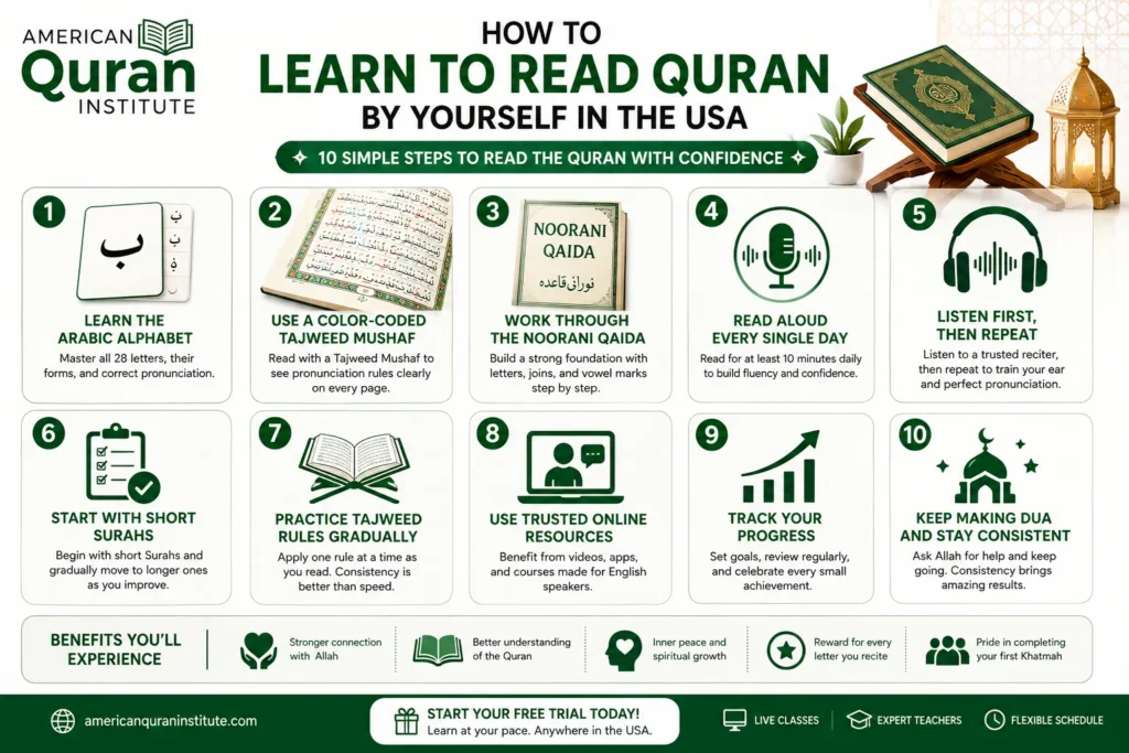 How To Learn To Read Quran By Yourself In The USA?